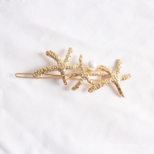 Wholesale 2021 Korean edition metal hair clip rhinestone starfish hairpin fashion pearl hairclip for women